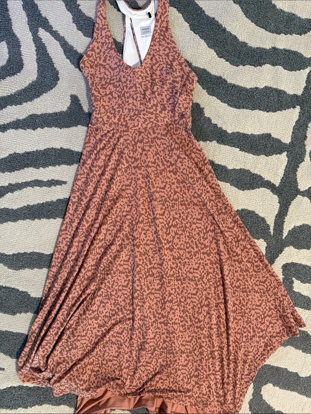 Prana Dusty Rose Leopard-Print Racerback Maxi Dress